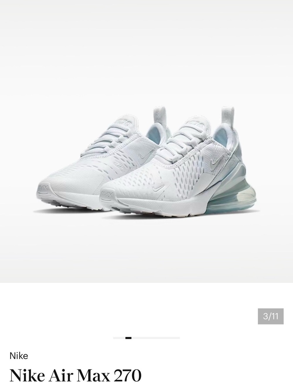 Nike Air Max 270 Women's White with Pale Blue Air Unit